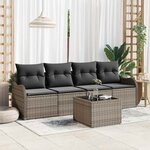 vidaXL Ensemble de canapés de jardin 5 pièces avec des coussins gris en rotin synthétique