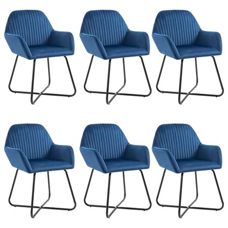 vidaXL Chaises à manger lot de 6 bleu velours