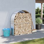 vidaXL Porte-bûches argenté 120x45x140 cm acier galvanisé