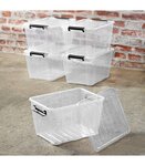 Lot de 5 boites de rangement 15L - plastique transparent