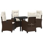 vidaXL Ensemble de Salle à Manger de Jardin de 5 Pièces avec Coussins - Rattan Poly Marron