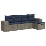 vidaXL Salon de jardin 5 Pièces avec coussins gris résine tressée
