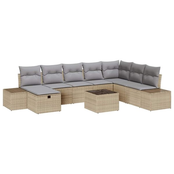 vidaXL Ensemble de canapé de jardin 9 Pièces Beige 55 x 62 x 69 cm