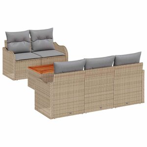 vidaXL Ensemble de canapé de jardin 6 Pièces Beige Poly rotin