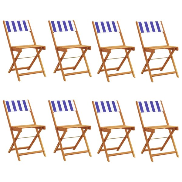 vidaXL Chaises de jardin pliantes lot de 8 tissu et bois massif