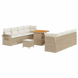vidaXL Ensemble de canapé de jardin avec coussin 11 Pièces beige et crème