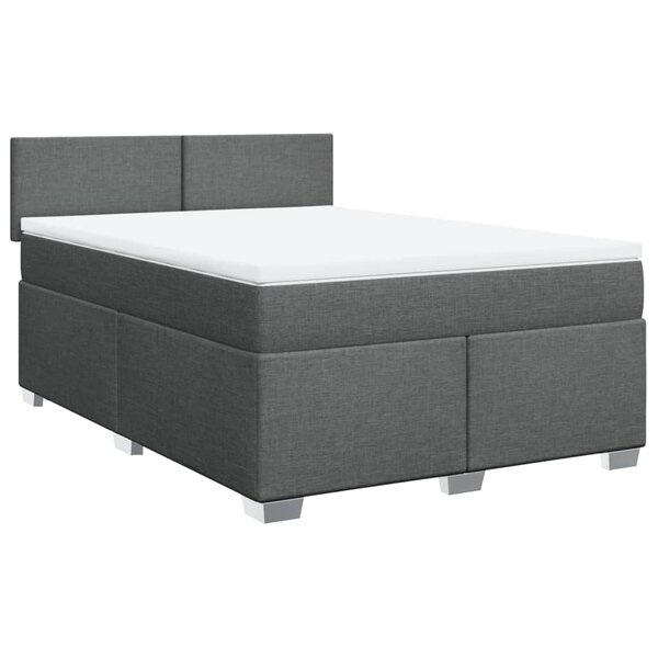 vidaXL Sommier à lattes de lit avec matelas Gris foncé 140x190cm Tissu