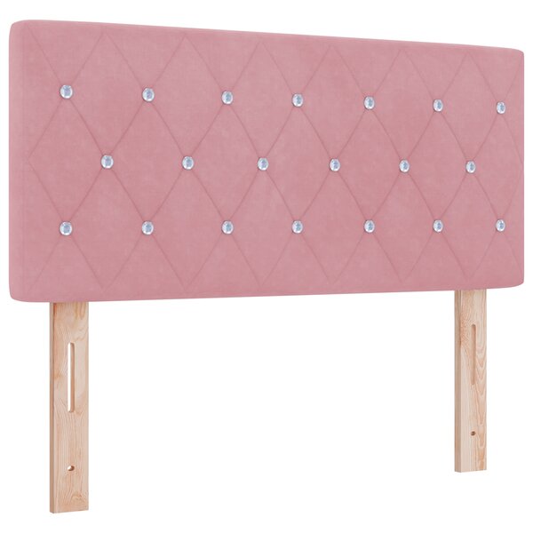 vidaXL Dossier LED avec boutons en cristal capitonné rose 90 cm velours