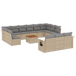 vidaXL Salon de jardin avec coussins 14 Pièces beige résine tressée
