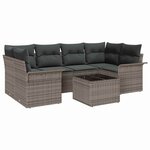 vidaXL Ensemble de canapé de jardin 7 Pièces Gris Poly rotin