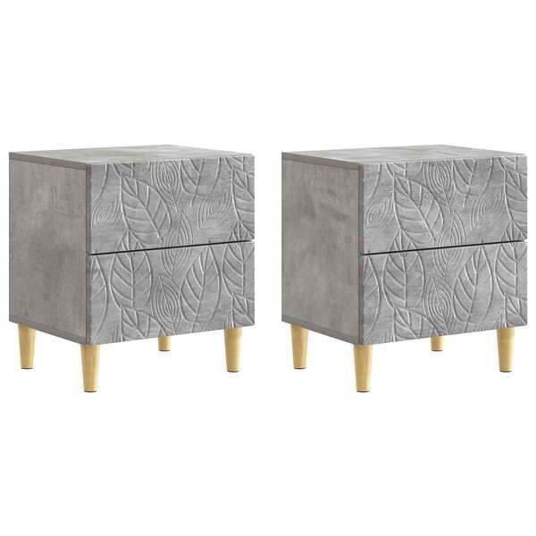vidaXL Table de chevet 2 Pièces Gris béton 43 x 34 5 x 48 cm
