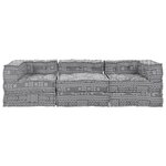 vidaXL Canapé Pouf Modulaire 3 Places qui se Transforme en Lit - Tissu Gris Clair