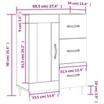 vidaXL Buffet blanc 69 5x34x90 cm bois d'ingénierie