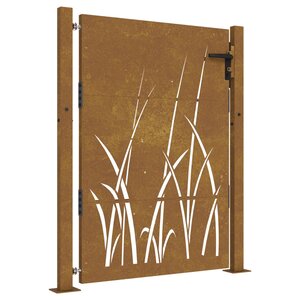 vidaXL Portail de jardin 105x130 cm acier corten conception d'herbe