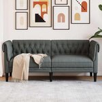 vidaXL Canapé Chesterfield 2 places gris foncé tissu