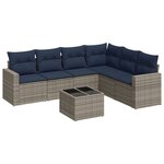 vidaXL Salon de jardin 7 Pièces avec coussins gris résine tressée