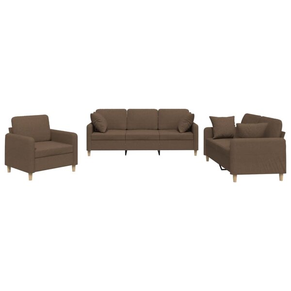 vidaXL Ensemble de canapés 3 Pièces avec coussins marron tissu