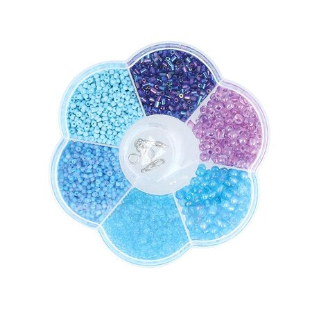 Assortiment de perles en plastique bleu - 130 g