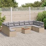 vidaXL Ensemble de canapé de jardin 11 Pièces beige et gris clair
