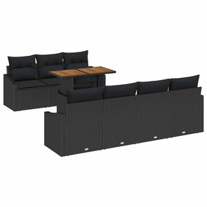 vidaXL Ensemble de canapé de jardin 8 Pièces Noir Poly rotin