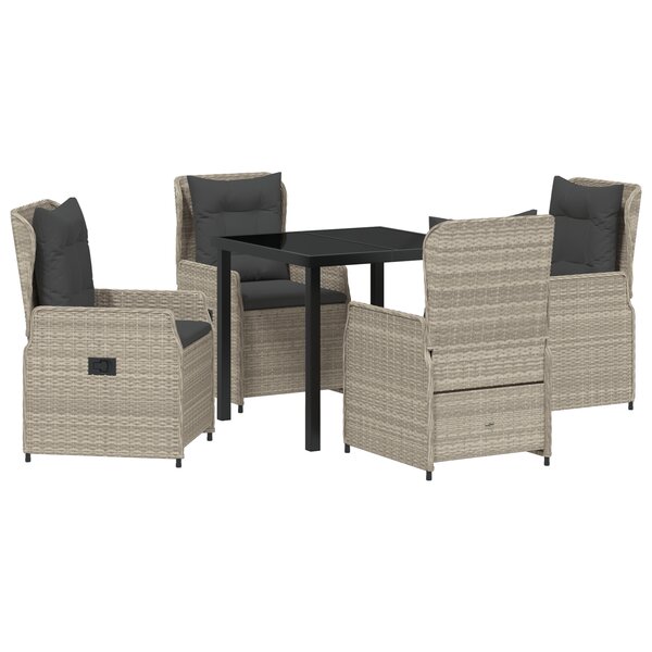 vidaXL Ensemble de salle à manger de jardin 5 pièces gris clair en poly rotin
