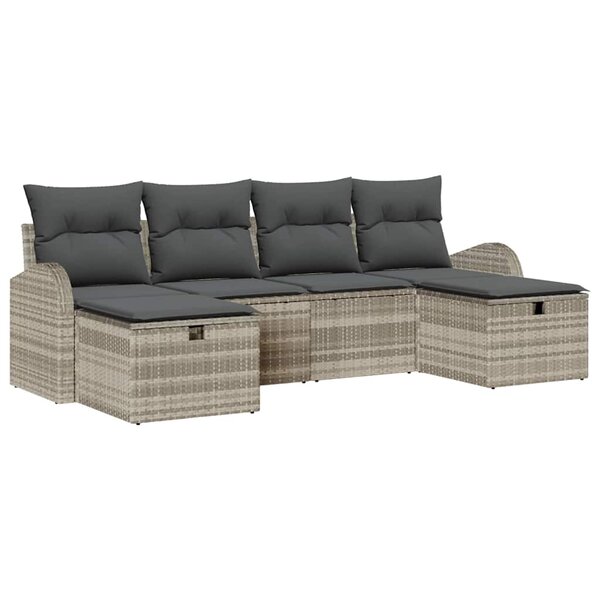 vidaXL Ensemble de canapé de jardin 6 Pièces Gris clair Poly rotin