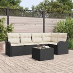 vidaXL Ensemble de canapé de jardin 6 Pièces Marron Poly rotin
