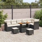 vidaXL Ensemble de canapé de jardin 9 Pièces Noir polyrotin