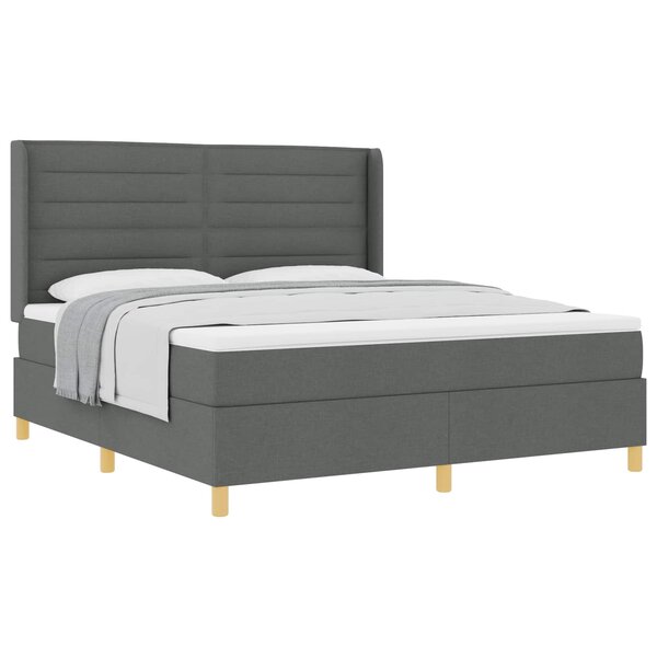 vidaXL Lit à ressorts avec matelas Gris foncé 180 x 200 cm tissu