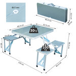 Table de camping pique-nique pliante aluminium 4 places en valise