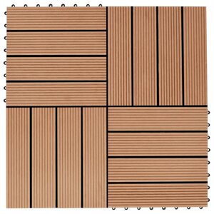vidaXL Carreaux de terrasse 22 Pièces 30 x 30 cm 2 m² WPC Teck