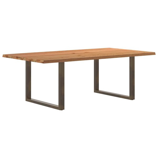 vidaXL Table à manger et bord naturel bois massif chêne rectangulaire