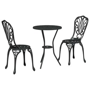 vidaXL Ensemble bistro de jardin 3 Pièces Noir Aluminium