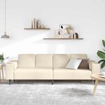 vidaXL Sofa en tissu avec coussin Crème 208 cm Tissu en velours côtelé