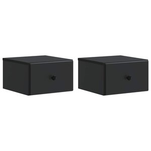 vidaXL Cabinet de chevet mural 2 Pièces Noir 34 5 x 33 x 20 cm