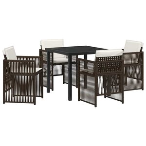 vidaXL Ensemble de salle à manger pour jardin 5 Pièces Marron Poly rotin