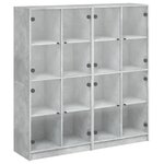 vidaXL Bibliothèque avec portes gris béton 136x37x142 cm