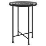 vidaXL Table de salle à manger Noir Ø55 cm Verre trempé et acier