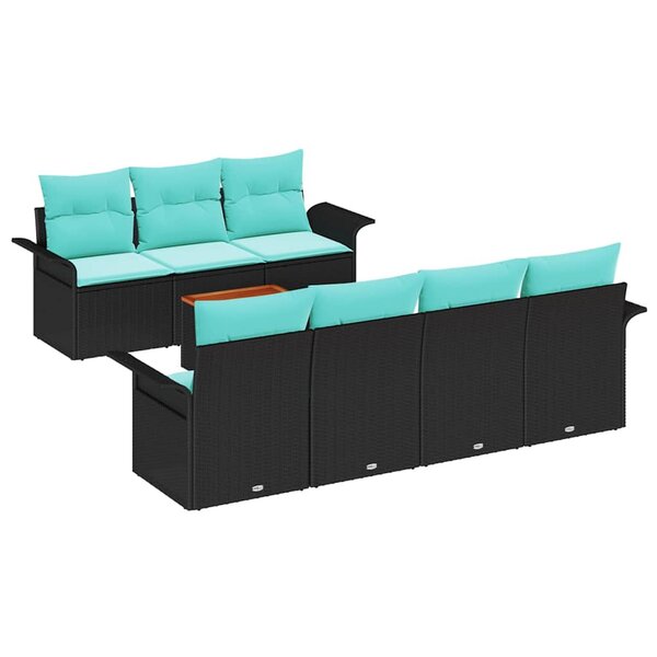 vidaXL Ensemble de canapé de jardin 8 Pièces Noir et turquoise