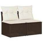 vidaXL Salon de jardin avec coussins 2Pièces marron résine tressée acacia