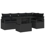 vidaXL Ensemble de canapé de jardin 6 Pièces Noir Poly rotin