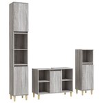 vidaXL Ensemble de meubles de salle de bain 3 Pièces Sonoma gris
