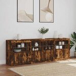 vidaXL Buffet avec lumières LED chêne fumé 202x37x67 cm