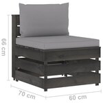 Vidaxl salon de jardin 5 pièces avec coussins bois imprégné de gris