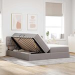 vidaXL Lit de rangement LED avec matelas Taupe 200 x 200 cm Tissu