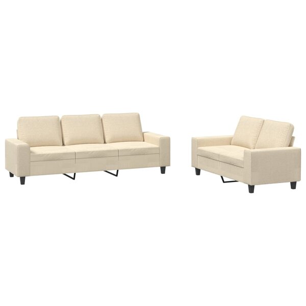 vidaXL Ensemble de canapés 2 Pièces crème tissu