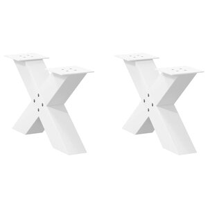 vidaXL Pieds de table basse en forme de X 2 pièces blanc 50 x (30-31) cm acier