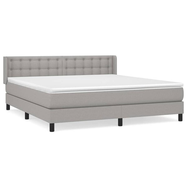 vidaXL Sommier à lattes de lit avec matelas Gris clair 180x200cm Tissu