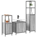 vidaXL Ensemble de mobilier de salle de bain 3 Pièces Gris Sonoma et noir