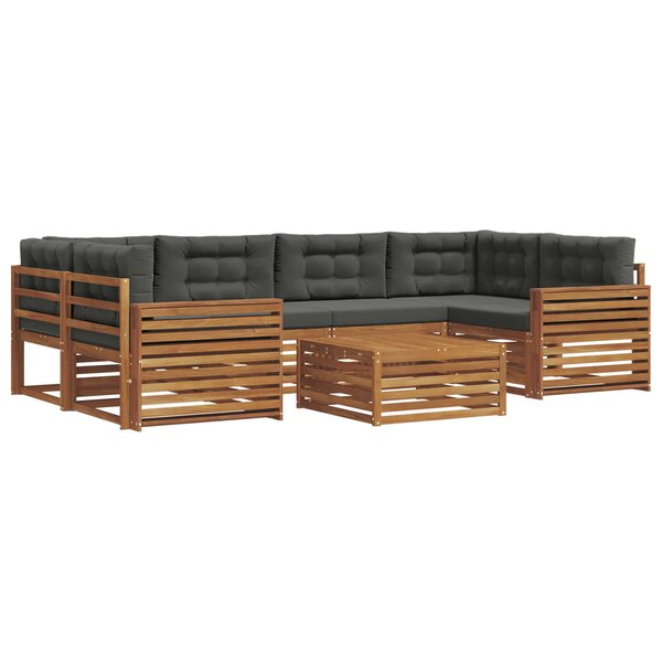 vidaXL Ensemble de canapés d'extérieur 7 Pièces Naturel et Anthracite
